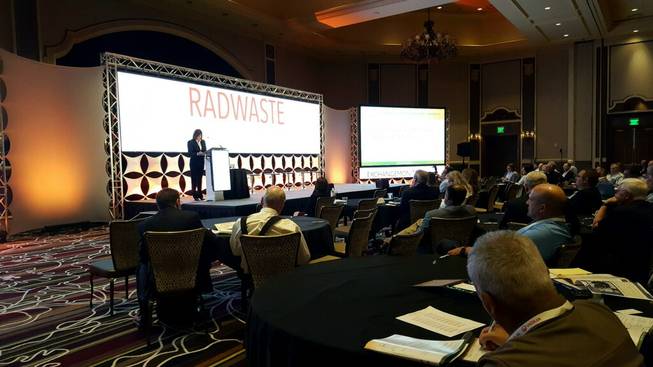 Keynote speaker Anne White helps kick off the 2018 RadWaste Summit on Tuesday, Sept. 4, at Green Valley Resort. This year’s event is focusing more on issues outside of the debate surrounding a proposed nuclear waste repository at Nevada’s Yucca Mountain.