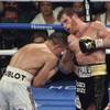 Canelo Alvarez hits middleweight champion Gennady Golovkin with a right during their fight Saturday, September 15, 2018, at T-Mobile Arena. Alvarez won the second meeting of the two middleweights to take the title.