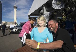 Creig Heitz takes a selfie with a cardboard cutout of Martha Stewart during the Martha Stewart Wine & Food Experience at the Las Vegas Festival Grounds Saturday, Oct. 13, 2018. The event, presented by the USA Today network, is part of a 12-city tour.