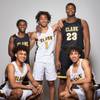 Players of the Clark High basketball team, top row, Joel Burney, Frankie Collins and Antwon Jackson. Front row Jalen Hill and Ian Alexander, during the Las Vegas Sun's Media Day at Red Rock Resort and Casino on Oct. 30, 2018.