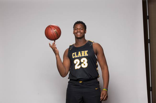Antwon Jackson of Clark High School takes a portrait during the Las Vegas Sun's Media Day at Red Rock Resort and Casino on Oct. 30, 2018.