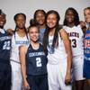 The Las Vegas Sun's Super Seven high school girls basketball team, from left, are Eboni Walker, Daejah Phillips, Melanie Isbell, Taylor Bigby, Jade Thomas, Desi-Rae Young and Georgia Ohiaeri. They are shown at the Sun's Media Day at Red Rock Resort, Oct. 30, 2018.