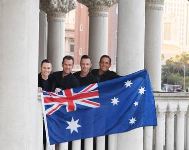 The Australian quartet marks 10 years starring on the Strip and three decades performing together this year.