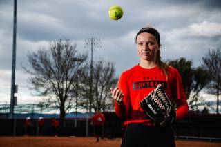 Rebel freshman softball player Jenny Bressler, who has been named the Mountain West's pitcher of the week in back to back weeks, poses for a photo at UNLV Thursday, March 21, 2019. WADE VANDERVORT