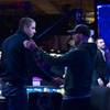 Garry Gates, right, of Henderson speaks with Milos Skrbic of Serbia after Skrbic was knocked out of the final table during the World Series of Poker Main Event at the Rio Sunday, July 14, 2019.