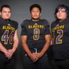 Members of the Durango High School football team are pictured during the Las Vegas Sun's high school football media day at the Red Rock Resort on July 24, 2019. They include, from left, Jayden Marquez, Ryan Cabase and Zach Woltz.