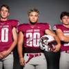 Members of the Desert Oasis High School football team are pictured during the Las Vegas Sun's high school football media day at the Red Rock Resort on July 24, 2019. They include, from left, Tyler Stott, Alex Simi and Ethan Lake.