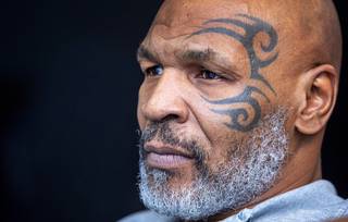 Former heavyweight champion Mike Tyson is shown before a fan meet and greet at Planet 13 dispensary Saturday, Aug. 31, 2019. Tyson was promoting his line of Tyson Ranch brand marijuana and CBD products.