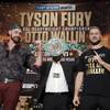 Tyson Fury, left, and Otto Wallin, of Sweden, pose for photos following a news conference Wednesday, Sept. 11, 2019, in Las Vegas. The pair will face each other in a heavyweight boxing match Saturday.
