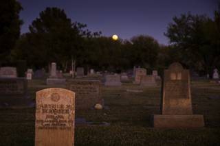Gravestones are pictured in the designated burial space for the Jewish community at Woodlawn Cemetery in downtown Las Vegas, Saturday, Oct. 12, 2019.