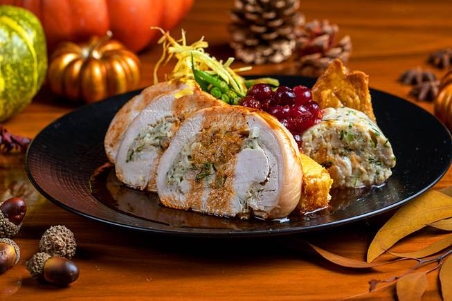 A Thanksgiving meal is shown at STK Steakhouse at the Cosmopolitan.