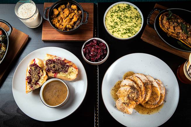 A Thanksgiving meal is shown at NoMad Las Vegas at Park MGM.