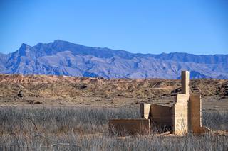 The remains of a grocery store and ice cream parlor in the town of St. Thomas in the Lake Mead Recreation Area near Overton, Nev. Thursday, Feb. 13, 2020. The town, founded by Mormon settlers in 1865, was submerged by the waters of Lake Mead but resurfaced as water levels dropped in the early 2000's.