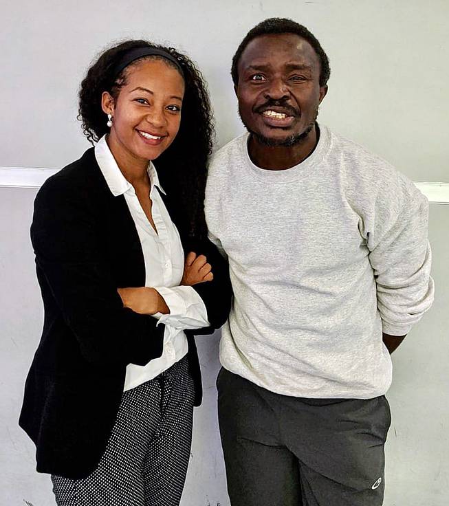 Attorney Enedina Dorsey-Kassamanian is shown with Christopher Njingu, who was released from the Henderson Detention Center on Thursday, April 2, 2020.