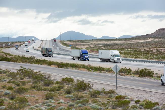 Semi-Trailer Trucks Head into Las Vegas