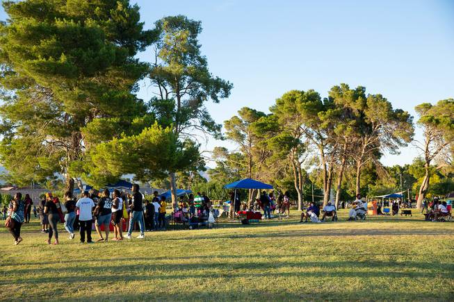 People gather at Craig Ranch Regional Park, Friday, June 19, 2020, for a family reunion and BBQ by the National Juneteenth Observance Foundation to commemorate June 19, 1865, the ending of slavery in the United States.