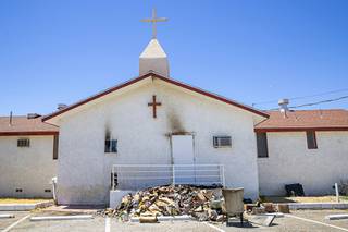 A view of the Greater Most High Church of God in Christ, near Martin Luther King Boulevard and Carey Avenue, in North Las Vegas Saturday, Aug. 1, 2020. The church's kitchen was destroyed in an electrical fire on Friday night.