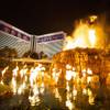 The Mirage volcano erupts on the night of the casino's reopening, Thursday, Aug. 27, 2020.