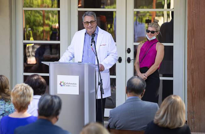 Dr. Greg Sholeff and his wife Janine speak during the official opening of the Collaboration Center at LV Ranch Thursday, Sept. 24, 2020. The center will be home to the Jack Sholeff Memorial Clinic Program.