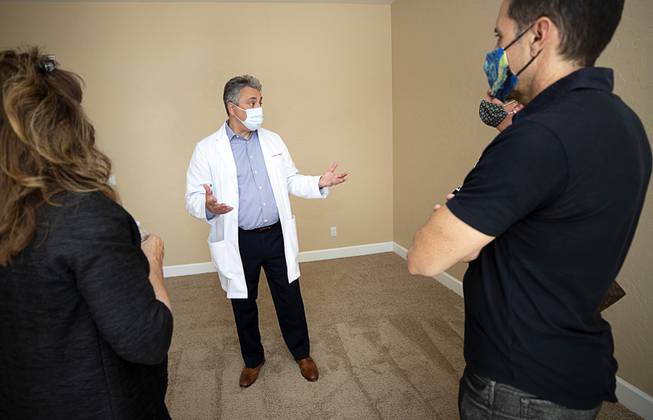 Dr. Greg Sholeff gives a tour of what will be the Jack Sholeff Memorial Clinic during the official opening of the Collaboration Center at LV Ranch Thursday, Sept. 24, 2020.