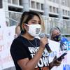 Erika Castro, a DACA recipient, speaks at a rally in front of the Foley Federal Building in downtown Las Vegas Friday, July 2, 2021. Immigrant community members, the Progressive Leadership Alliance of Nevada, Make the Road Nevada, and community partners participated in the rally.