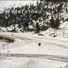 This image from video provided by Caltrans District 3 shows a closed westbound I-80 on Sunday, Dec. 26, 2021. The road from Colfax, Calif., to the Nevada state line was closed due to heavy snowfall.
