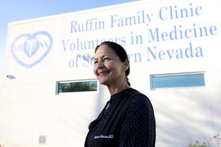 Dr. Florence Jameson, MD, Founder and Board Chair of Volunteers in Medicine of Southern Nevada poses for a photo outside of Ruffin Family Clinic Wednesday, March 2, 2022.