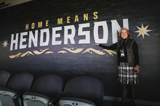Henderson Mayor Debra March poses for a photo inside The Dollar Loan Center arena in Henderson Tuesday, March 8, 2022.