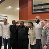 From left to right, former Green Valley High School football coach Brian Castro, quarterback great Jon Denton, defensive back standout Jamar Glasper, former player and current assistant coach Jason Jackson, former player LaQuan Phillips, former player Tyrell Crosby, and head coach Clay Mauro pose for a photo during the program's first hall of fame induction ceremony April 22, 2022.