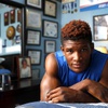 Liberty High School freshman Melvin Whitehead III poses in his bedroom Tuesday, May 17, 2022. Whitehead, a wrestler and football player, works out at 4 a.m. before going to school.