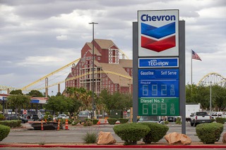 A sign displays gas prices in Primm, Nev. Wednesday, June 22, 2022.