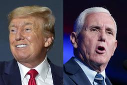 In this combination of images former President Donald Trump and former Vice President Mike Pence speak at different events in Washington, Tuesday, July 26, 2022.