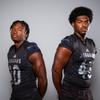 Members of the Desert Pines High School football team are pictured during the Las Vegas Sun's high school football media day at the Red Rock Resort on July 26, 2022. They include, from left, Malik Stinett and Idgerinn Dean.