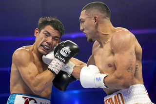 Teofimo Lopez lands a right to Pedro Campa in a junior welterweight boxing match, Saturday, Aug. 13, 2022, in Las Vegas.