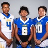 Members of the Sierra Vista High School football team are pictured during the Las Vegas Sun's high school football media day at the Red Rock Resort on July 26, 2022. They include, from left, Tarrance Masnica, Akela Kahaleanu and Reese Pasion.