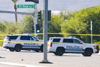 Police block off a crime scene on St Rose Parkway and Eastern Avenue in HendersonMonday, Sept. 26, 2022.