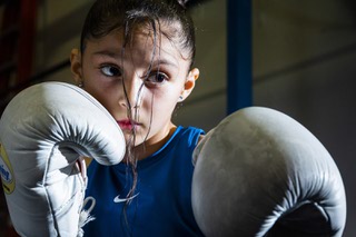 Nine-year-old Yullicia Buenrostro, a Henderson resident who currently holds the #1 spot nationally in Peewee Boxing, trains at Pound 4 Pound boxing gym Wednesday, Dec. 21, 2022.