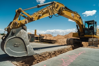 Platinum Contracting of Nevada, a utility contractor is burying their water, phone and other utility lines for a new residential development, which is more efficient than above ground utilities in Las Vegas, NV. Thursday, May 4, 2023. Brian Ramos