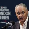 MLB Commissioner Robert Manfred speaks during a press conference during a workout day ahead of the MLB London Series Match between the St. Louis Cardinals and Chicago Cubs at the London Stadium, London, Friday June 23, 2023.