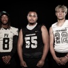 Members of the Palo Verde High School football team are pictured during the Las Vegas Sun's high school football media day at the Red Rock Resort on July 20, 2023. They include, from left, Eyna Edwards, Joe Tulimasalii and Jake Fields.