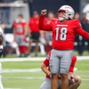 UNLV Rebels place kicker Jose Pizano (18) watches as the ball goes through the uprights for a field goal during the second half of the Rebels season opener against the Bryant University Bulldogs at Allegiant Stadium Saturday, Sept. 2, 2023.