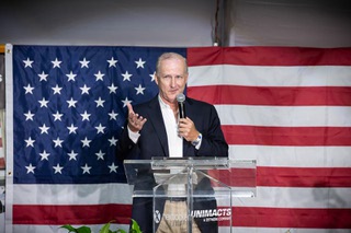 David Crane, Department of Energy undersecretary for infrastructure, makes a few remarks during the opening ceremony of Unimacts, a new solar tracker manufacturing facility in Las Vegas Monday Sept. 11, 2023.