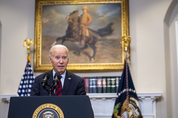 President Joe Biden delivers an update on the administration’s efforts to cancel student debt and support students and borrowers in the Roosevelt Room of the White House in Washington, Oct. 4, 2023.
