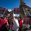 Thousands of culinary union members picket outside of the Paris hotel and other MGM and Caesar properties in Las Vegas, Thursday, October 12, 2023 Brian Ramos.