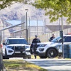 Police block an entrance to athletic fields after a body was found at Hollywood Regional Park near Harney Middle School Tuesday, Nov. 7, 2023.
