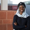 Frias scholar Aminata Dieng poses at UNLV Thursday, Nov. 9, 2023. Dieng, a Western High School graduate originally from Mauritania, is one of 24 Charles and Phyllis Frias Legacy scholars selected by the Public Education Foundation.