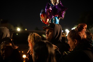 Family, friends and members of the community gather during a vigil on Tuesday Nov. 21, 2023, to honor Jonathan Lewis Jr, a 17-year-old student from Rancho High School who was fatally beaten by a group of teenagers on Nov. 1.