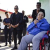 Alfreda Ferrell, 89, granddaughter of African American journalist and civil right activist Ida B. Wells-Barnett, smiles as volunteers gather to begin renovations on her home in the Historic Westside of Las Vegas Monday, Dec. 4, 2023.