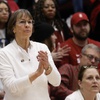 Stanford coach Tara VanDerveer reacts on the sideline during the second half of the team's first-round college basketball game against Sacred Heart in the women's NCAA Tournament in Stanford, Calif., Friday, March 17, 2023.