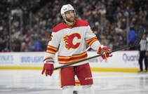Calgary Flames defenseman Noah Hanifin (55) in the third period of an NHL hockey game Saturday, Nov. 25, 2023, in Denver.